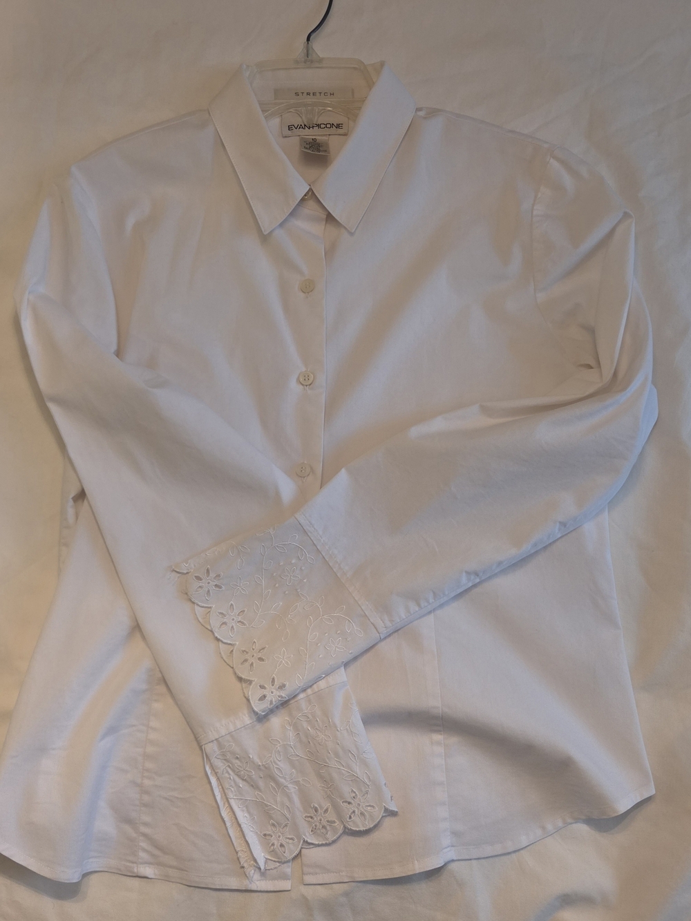 Evan Picone White Stretch Ladies's Dress Shirt  sz 10